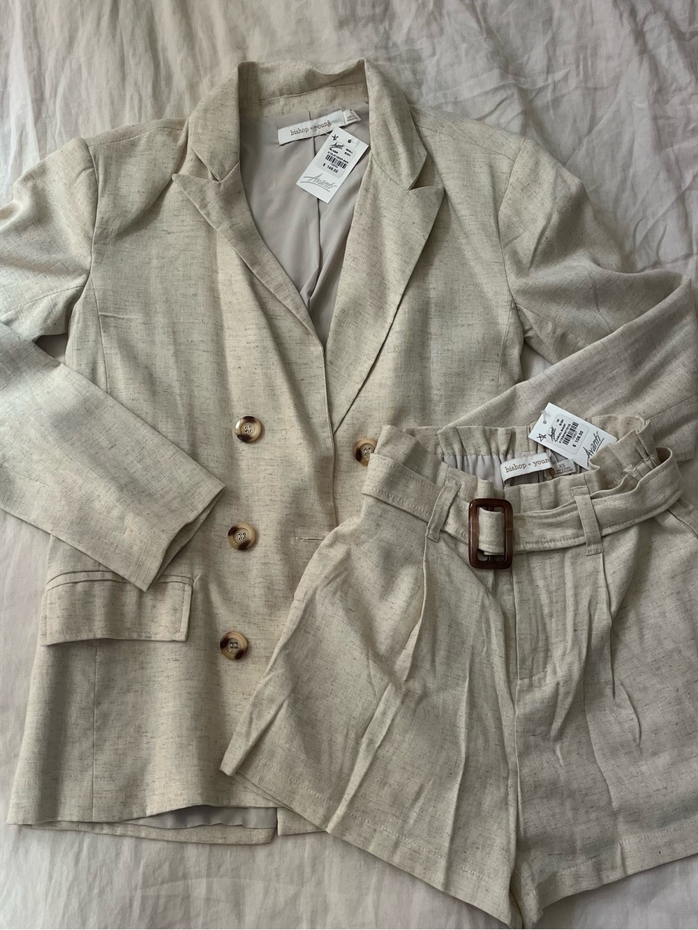 Bishop + Young Linen Blazer and Shorts Set